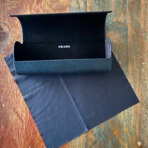 NWOT Prada Black Sunglasses Case with microfiber cloth